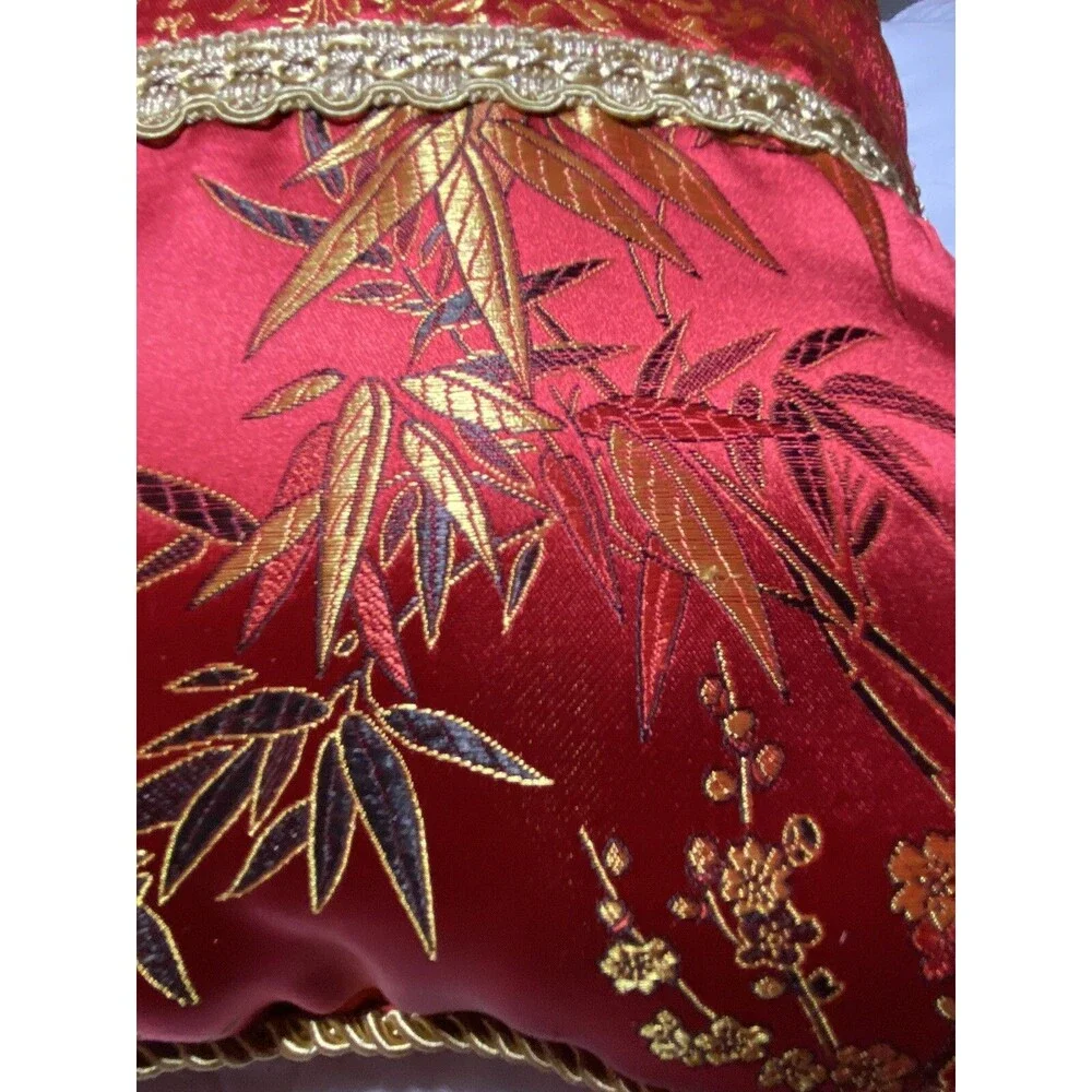 Asian style Red pillow Decorative Pillow 14.5 “ inch square - Beautiful